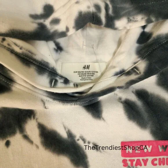 (NWOT) H&M Printed Tie-Dye Black & White Hoodie - Picture 8 of 8
